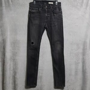 AllSaints Raveline Cigarette Jeans Mens 30x32.5 Black Skinny Stretch Distressed